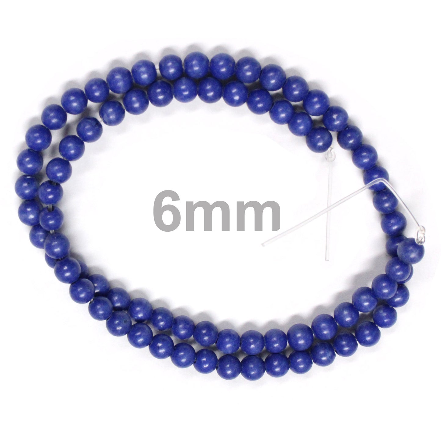 6mm Blue Lapis / 16" Strand / man-made / smooth round stone beads