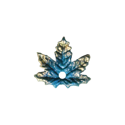 Small Maple Leaf Charm / winter blue / handmade polymer clay / 20mm x 22mm