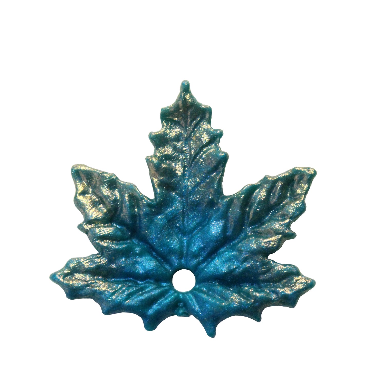 Large Maple Leaf Charm / winter blue / handmade polymer clay / 27mm x 30mm