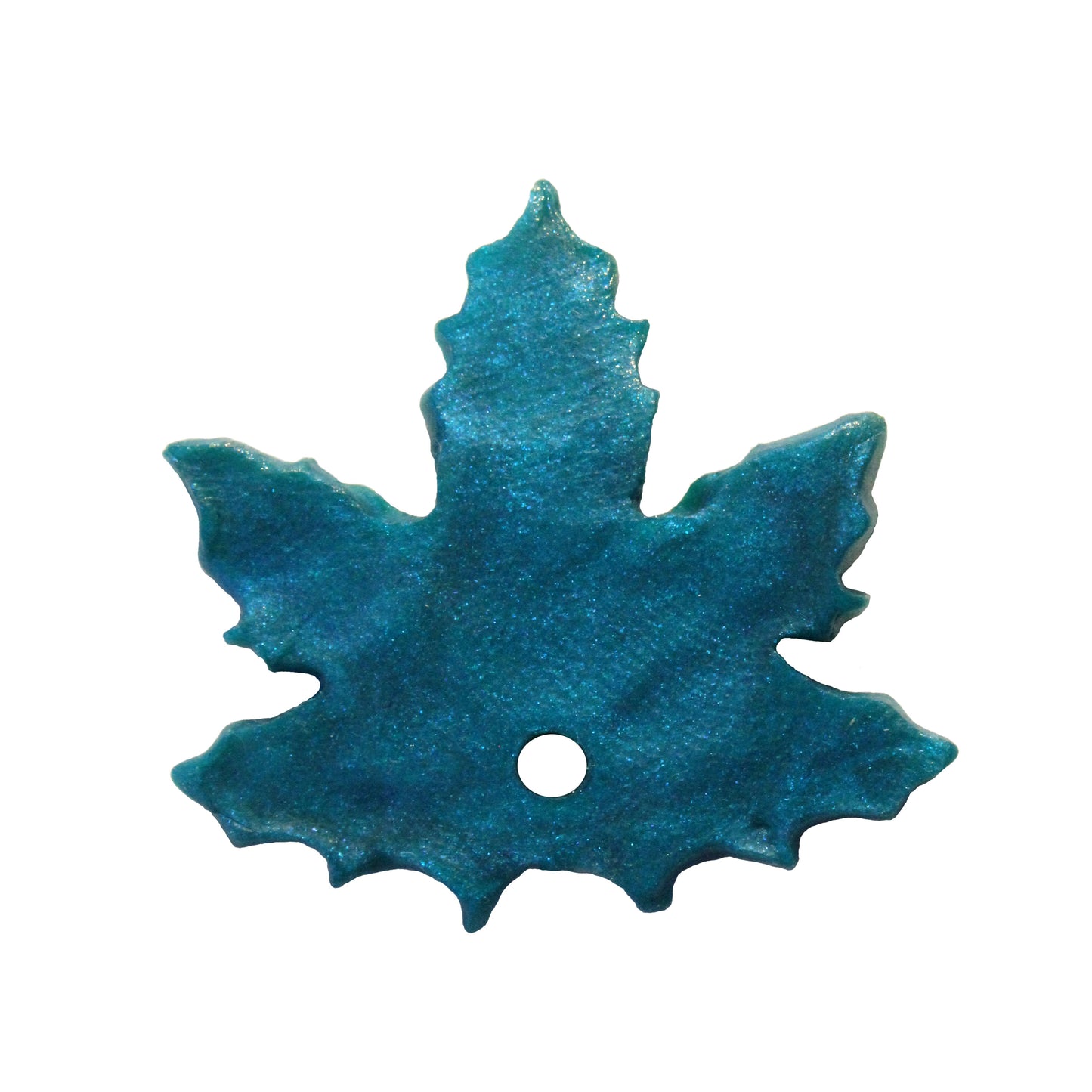 Large Maple Leaf Charm / winter blue / handmade polymer clay / 27mm x 30mm