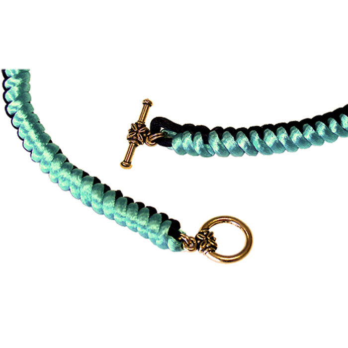 Green Turquoise Necklace / 17 Inch length / reconstructed turquoise pendant with a simulated matrix / satin rope necklace