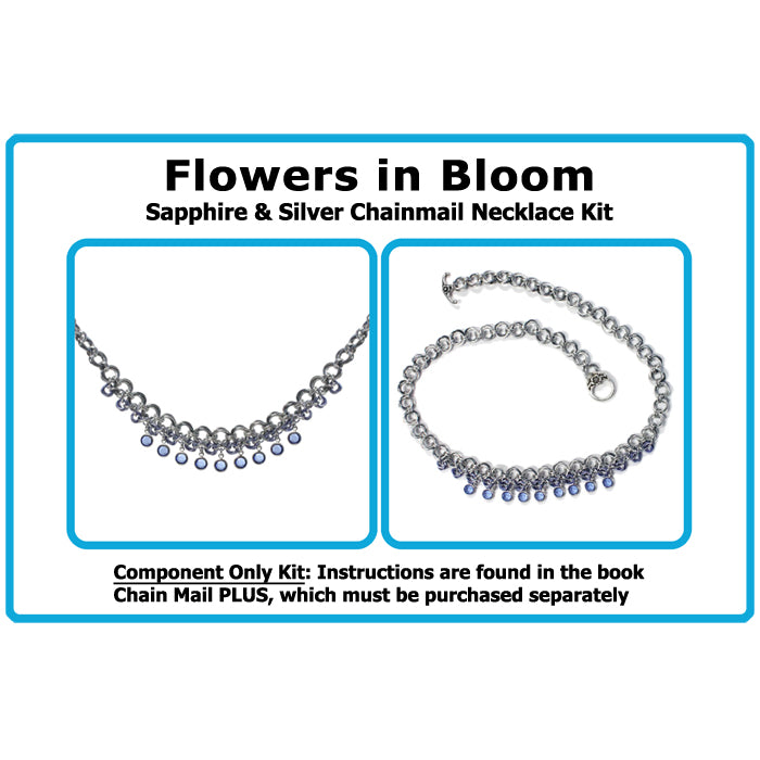 Component Kit for Flowers in Bloom Chainmail Necklace (Sapphire Blue and Silver)