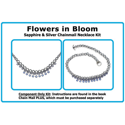 Component Kit for Flowers in Bloom Chainmail Necklace (Sapphire Blue and Silver)