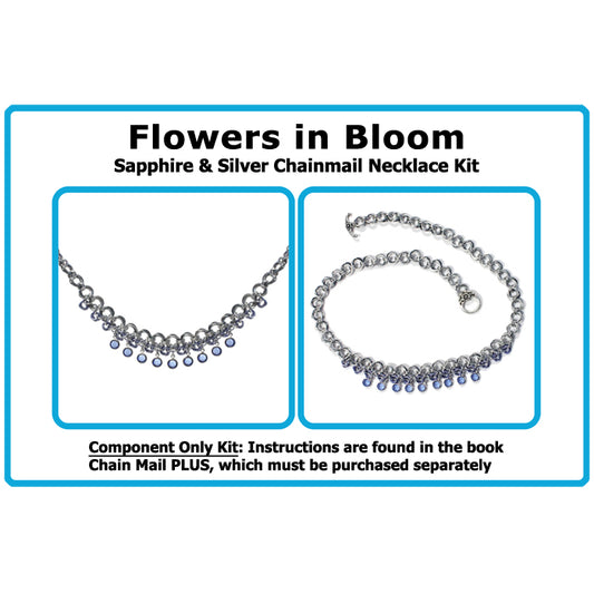 Component Kit for Flowers in Bloom Chainmail Necklace (Sapphire Blue and Silver)