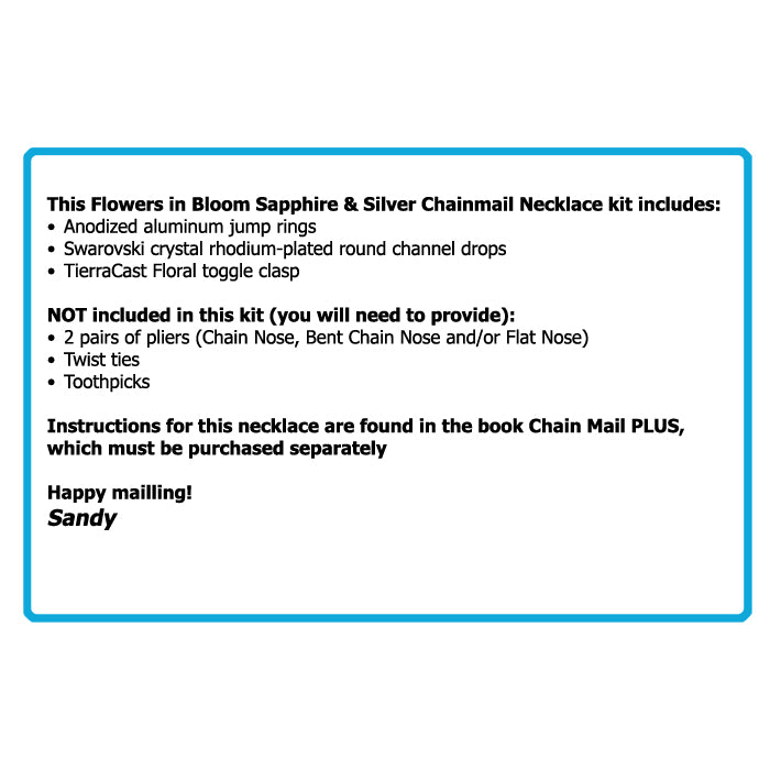 Component Kit for Flowers in Bloom Chainmail Necklace (Sapphire Blue and Silver)