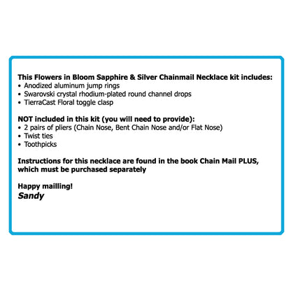 Component Kit for Flowers in Bloom Chainmail Necklace (Sapphire Blue and Silver)