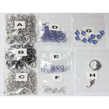 Component Kit for Flowers in Bloom Chainmail Necklace (Sapphire Blue and Silver)