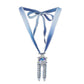 Edelweiss Crystal Necklace / blue and white hand dyed ribbon / 28mm partly frosted rainbow crystal