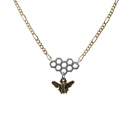 Honeybee Chain Necklace / choose length and colorway - all gold or gold silver mix