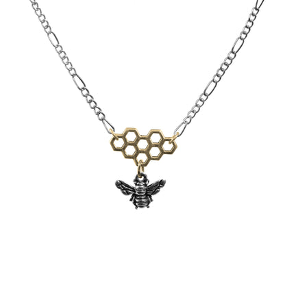 Honeybee Chain Necklace / choose length and colorway - all silver or silver gold mix