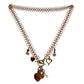 Lock and Key Chainmail Necklace / 22 Inch / crystal hearts with lock and key charms