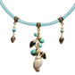 Turquoise Island Necklace / 16-20 Inch length / with shells and pearls