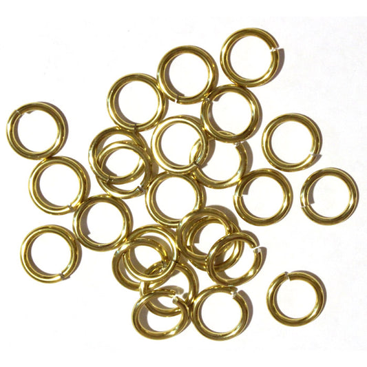 SHINY GOLD 10mm 12 GA Jump Rings / 25 Pack / sawcut round open anodized aluminum