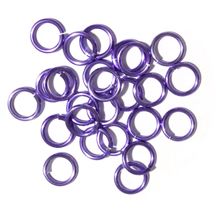 SHINY LAVENDER 10mm 12 GA Jump Rings / 25 Pack / sawcut round open anodized aluminum