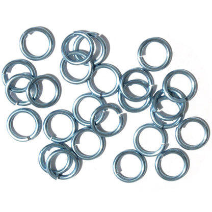 SHINY SKY BLUE 10mm 12 GA Jump Rings / sawcut round open anodized aluminum / for chainmail jewelry