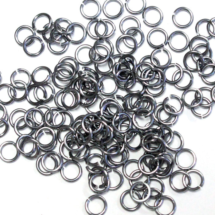 SHINY BLACK ICE 3.4mm 20 GA Jump Rings / 5 Gram Pack (approx 275) / sawcut round open anodized aluminum