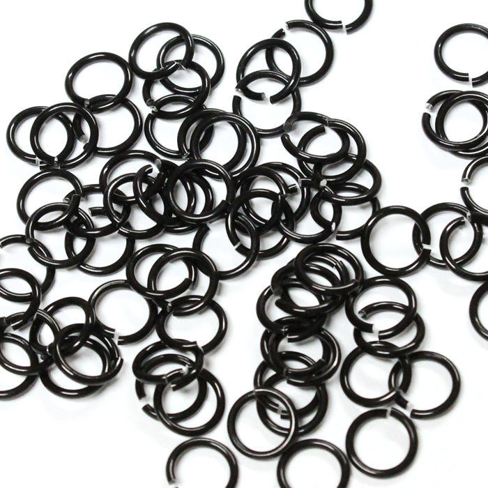 SHINY BLACK / 5mm 18 GA Jump Rings / 5 Gram Pack (approx 130) / sawcut round open anodized aluminum