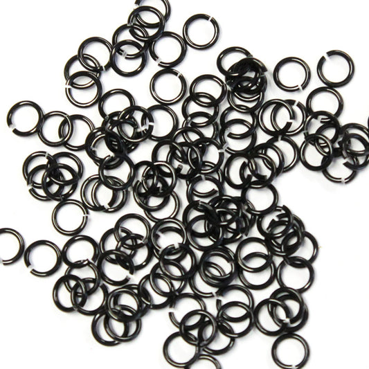 SHINY BLACK 3.4mm 20 GA Jump Rings / 5 Gram Pack (approx 275) / sawcut round open anodized aluminum
