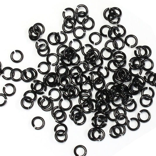 SHINY BLACK / 2.4mm 20 GA Jump Rings / 5 Gram Pack (approx 350) / sawcut round open anodized aluminum