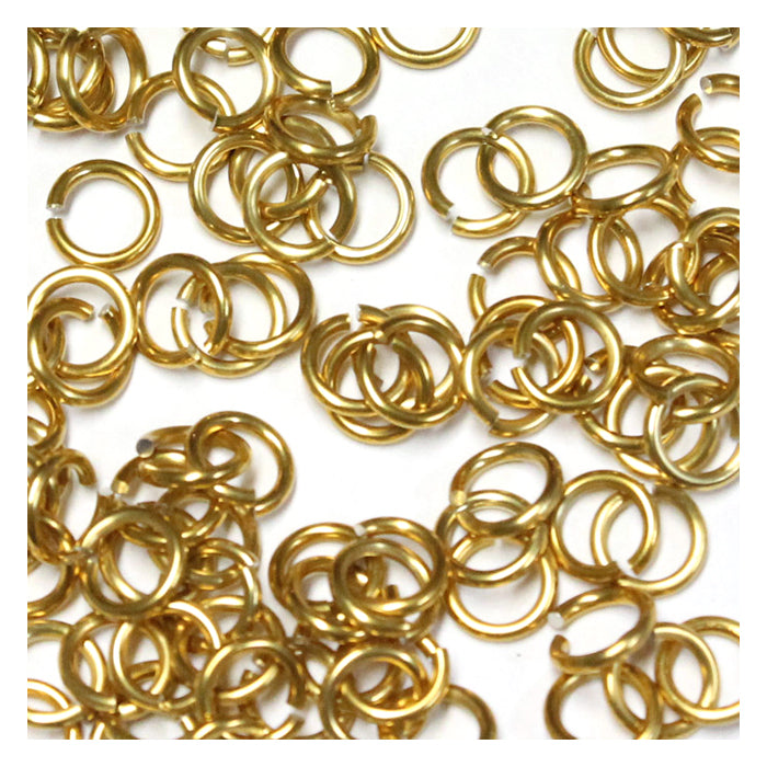 SHINY GOLD 4mm 18 GA AWG Jump Rings / 5 Gram Pack (approx 150) / sawcut round open anodized aluminum