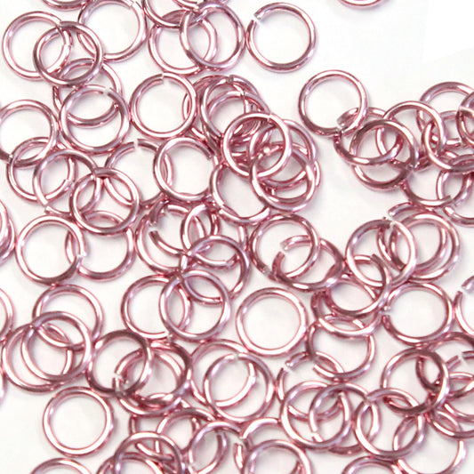 SHINY PINK 5mm 18 GA Jump Rings / 5 Gram Pack (approx 130) / sawcut round open anodized aluminum