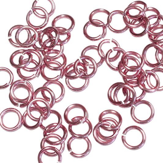 SHINY PINK 4mm 18 GA AWG Jump Rings / 5 Gram Pack (approx 150) / sawcut round open anodized aluminum