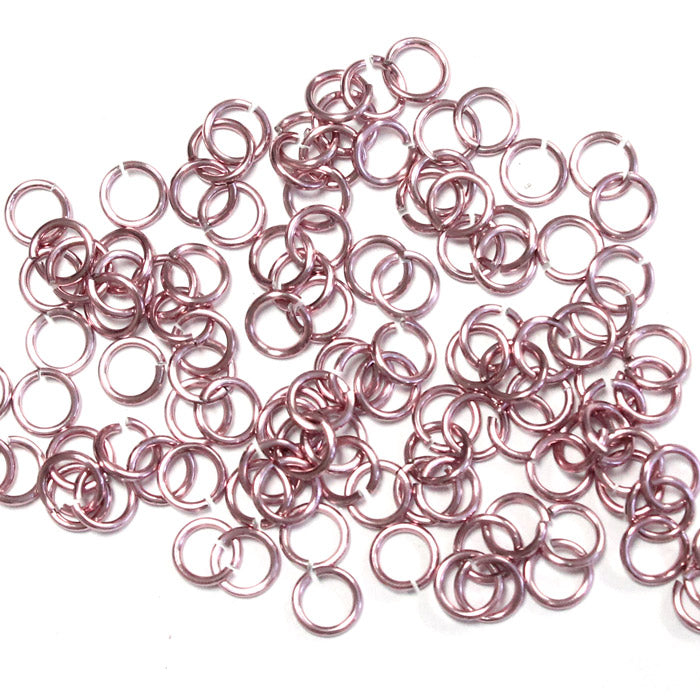 SHINY PINK 3.4mm 20 GA Jump Rings / 5 Gram Pack (approx 275) / sawcut round open anodized aluminum