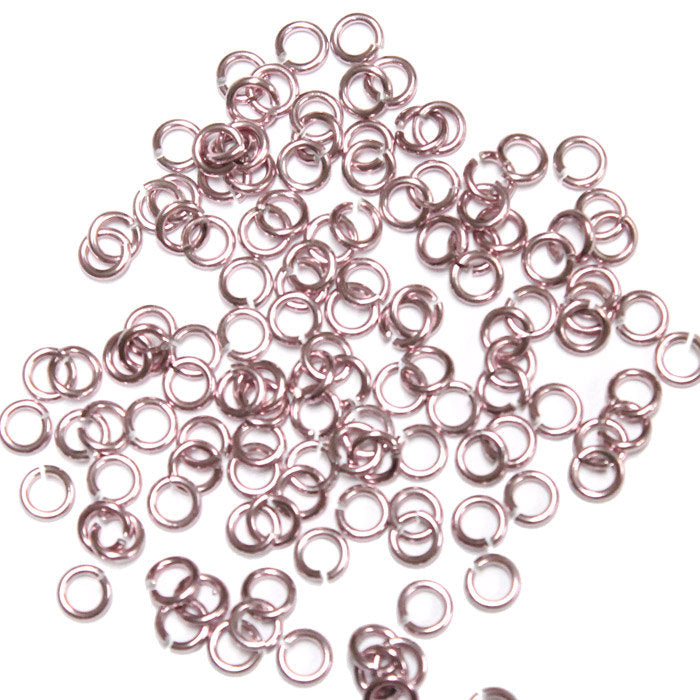 SHINY PINK / 2.4mm 20 GA Jump Rings / 5 Gram Pack (approx 350) / sawcut round open anodized aluminum