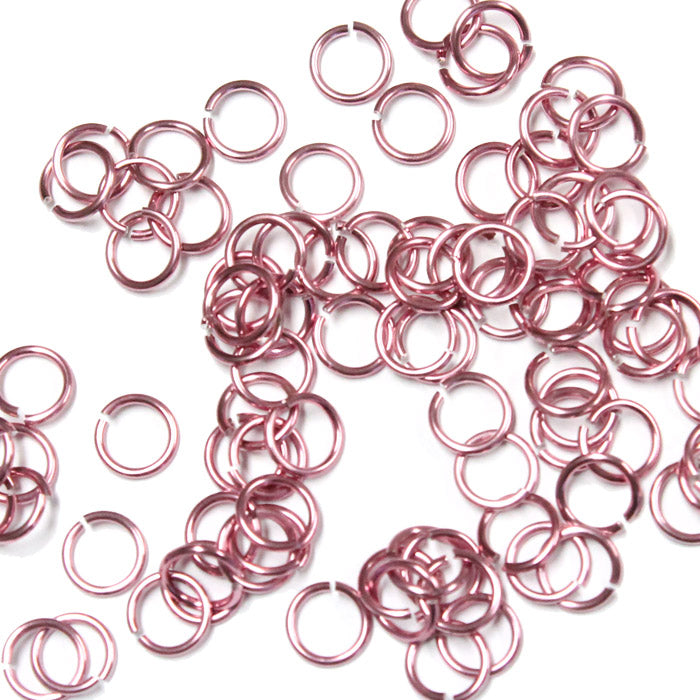 SHINY PINK 4mm 20 GA Jump Rings / 5 Gram Pack (approx 240) / sawcut round open anodized aluminum