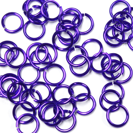 SHINY PURPLE 7mm 16 GA AWG Jump Rings / 5 Gram Pack (approx 70) / sawcut round open anodized aluminum