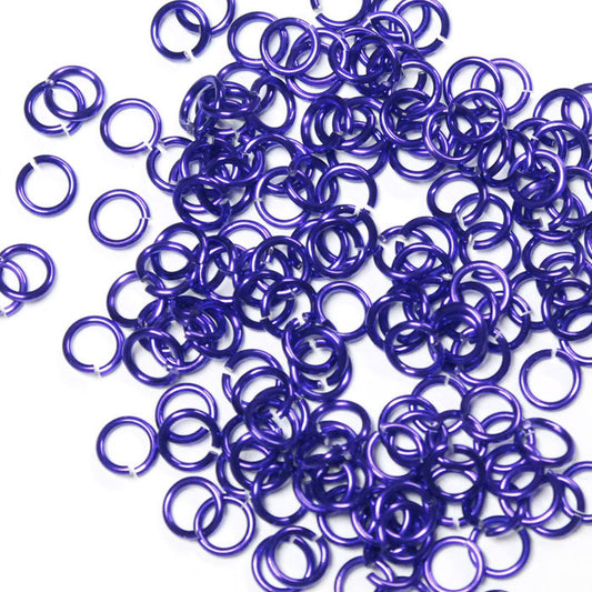 SHINY PURPLE 3.4mm 20 GA Jump Rings / 5 Gram Pack (approx 275) / sawcut round open anodized aluminum