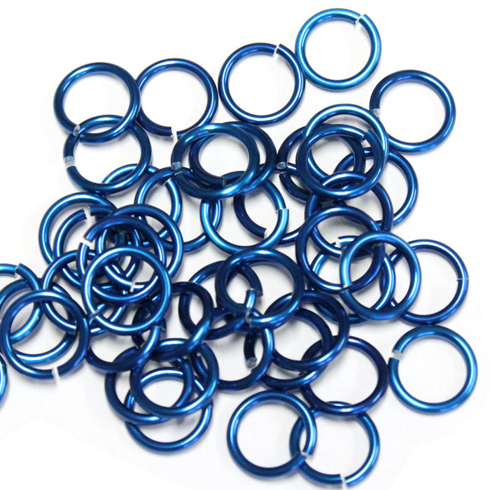 SHINY ROYAL BLUE 7mm 16 GA AWG Jump Rings / 5 Gram Pack (approx 70) / sawcut round open anodized aluminum