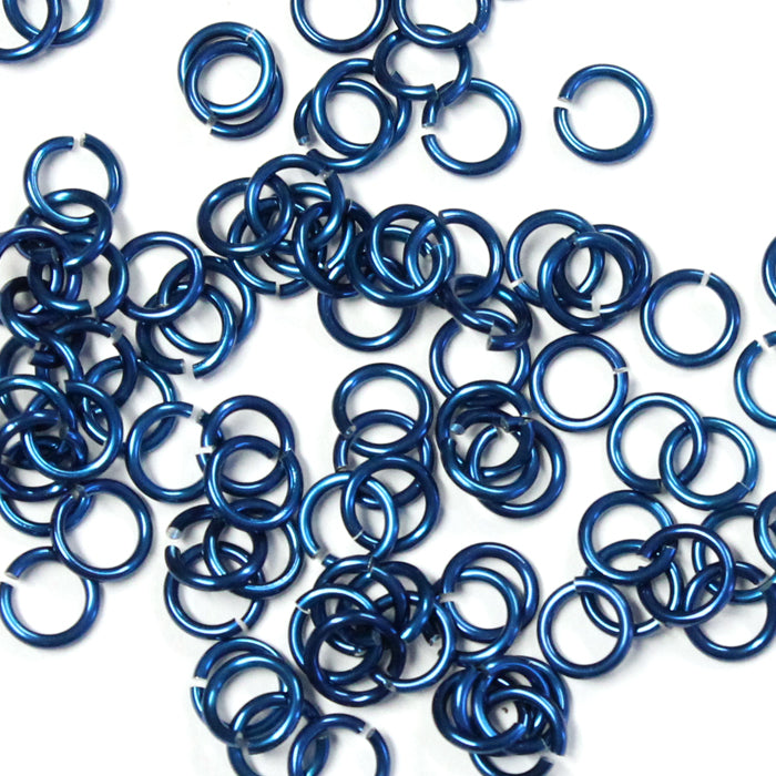 SHINY ROYAL BLUE / 4mm 18 GA AWG Jump Rings / 5 Gram Pack (approx 150) / sawcut round open anodized aluminum ID
