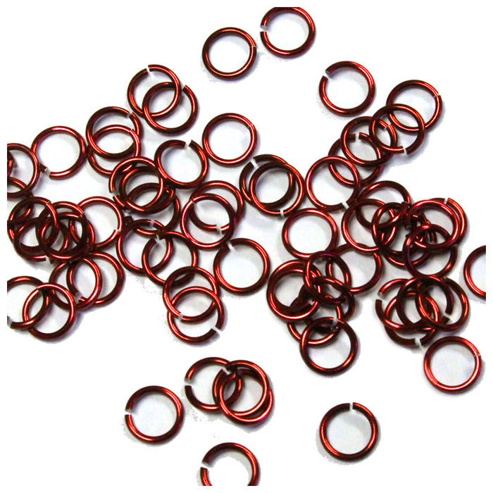 SHINY RED 4mm 20 GA Jump Rings / 5 Gram Pack (approx 240) / sawcut round open anodized aluminum