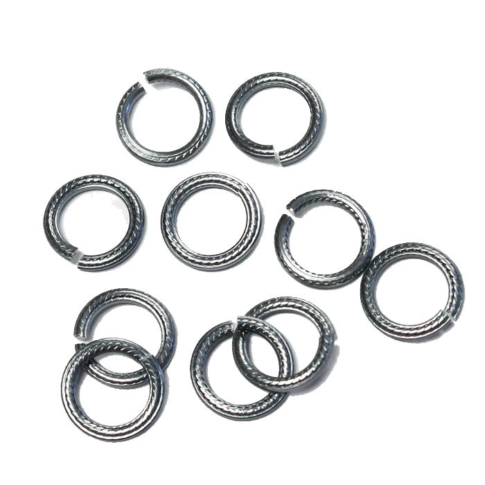 BLACK ICE 10mm Rope Jump Rings / 25 Pack / sawcut round open anodized aluminum