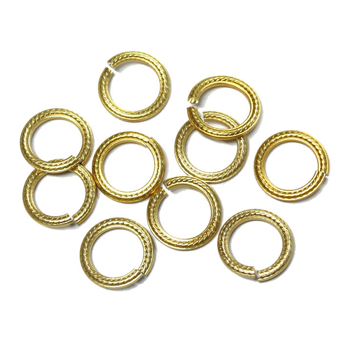 GOLD 10mm Rope Jump Rings / 25 Pack / sawcut round open anodized aluminum
