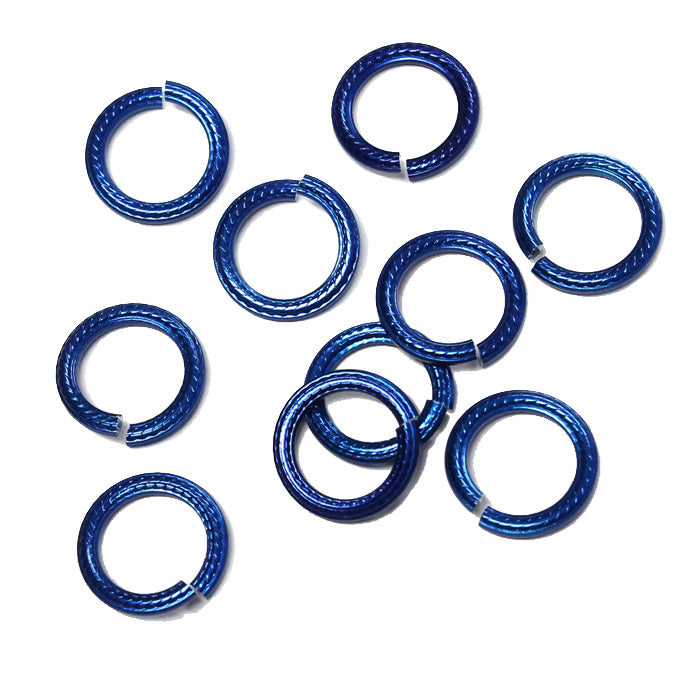 ROYAL BLUE 10mm Rope Jump Rings / 25 Pack / sawcut round open anodized aluminum
