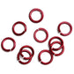 RED 10mm Rope Jump Rings / 25 Pack / sawcut round open anodized aluminum