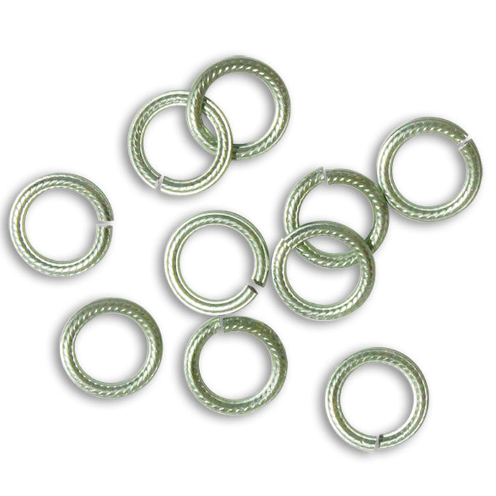 SEAFOAM GREEN 10mm Rope Jump Rings / 25 Pack / sawcut round open anodized aluminum