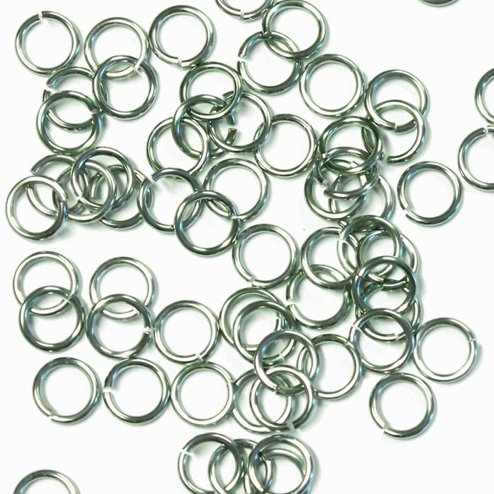 SHINY SEAFOAM GREEN / 5mm 18 GA Jump Rings / 5 Gram Pack (approx 130) / sawcut round open anodized aluminum
