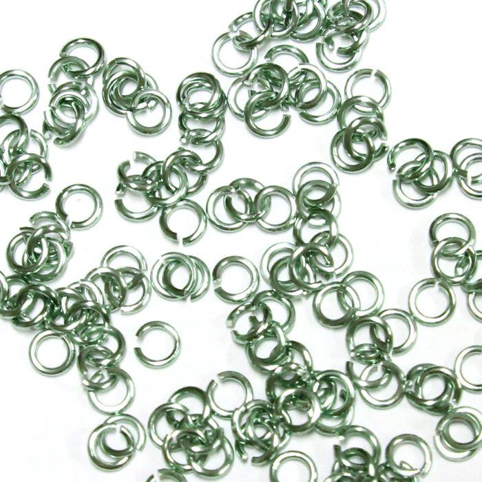 SHINY SEAFOAM GREEN / 2.4mm 20 GA Jump Rings / 5 Gram Pack (approx 350) / sawcut round open anodized aluminum