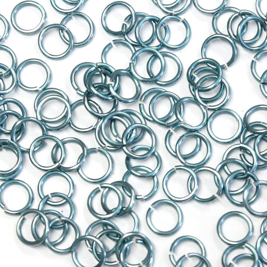 SHINY SKY BLUE 5mm 18 GA Jump Rings / 5 Gram Pack (approx 130) / sawcut round open anodized aluminum