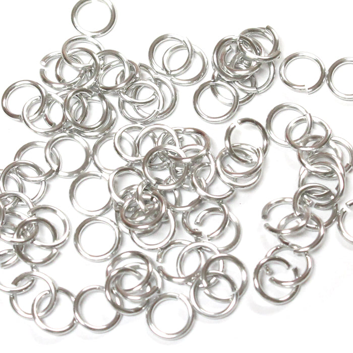SHINY SILVER 5mm 18 GA Jump Rings / 5 Gram Pack (approx 130) / sawcut round open anodized aluminum
