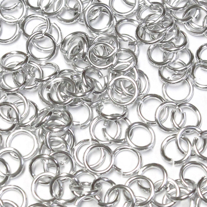 SHINY SILVER / 4mm 18 GA AWG Jump Rings / 5 Gram Pack (approx 150) / sawcut round open anodized aluminum