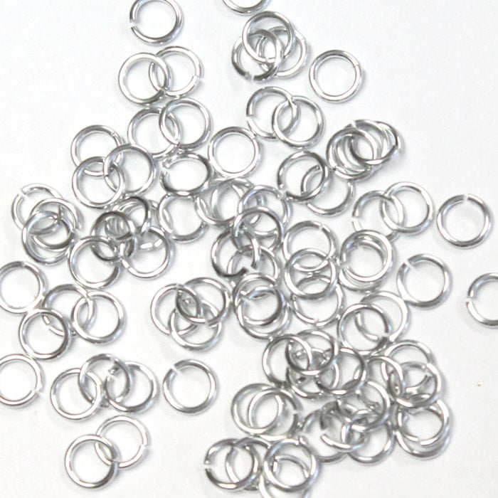 SHINY SILVER 3.4mm 20 GA Jump Rings / 5 Gram Pack (approx 275) / sawcut round open anodized aluminum