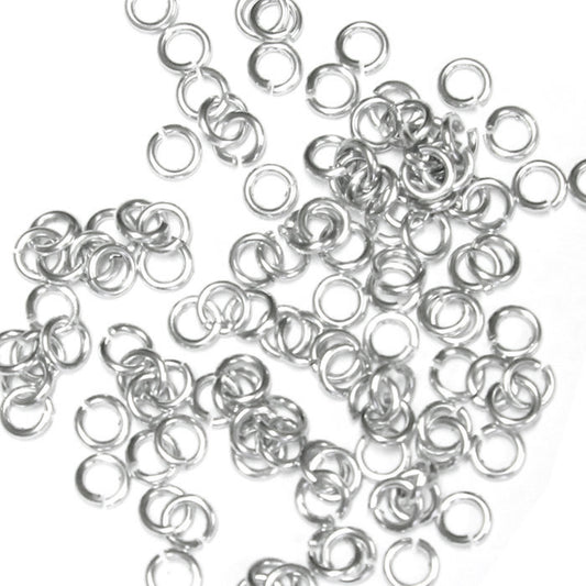 SHINY SILVER / 2.4mm 20 GA Jump Rings / 5 Gram Pack (approx 350) / sawcut round open anodized aluminum