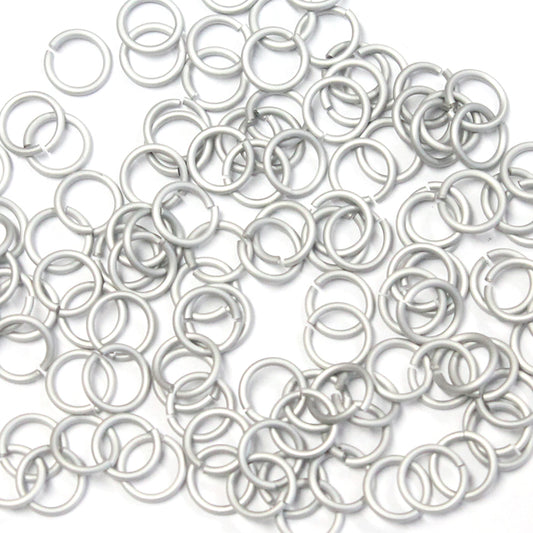 MATTE SILVER / 5mm 18 GA Jump Rings / 5 Gram Pack (approx 130) / sawcut round open anodized aluminum