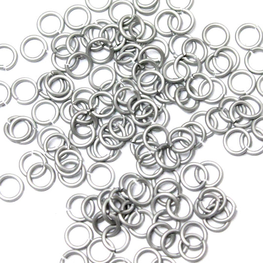 MATTE SILVER 3.4mm 20 GA Jump Rings / 5 Gram Pack (approx 275) / sawcut round open anodized aluminum