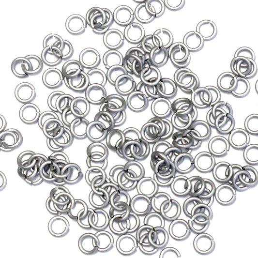 MATTE SILVER / 2.4mm 20 GA Jump Rings / 5 Gram Pack (approx 350) / sawcut round open anodized aluminum