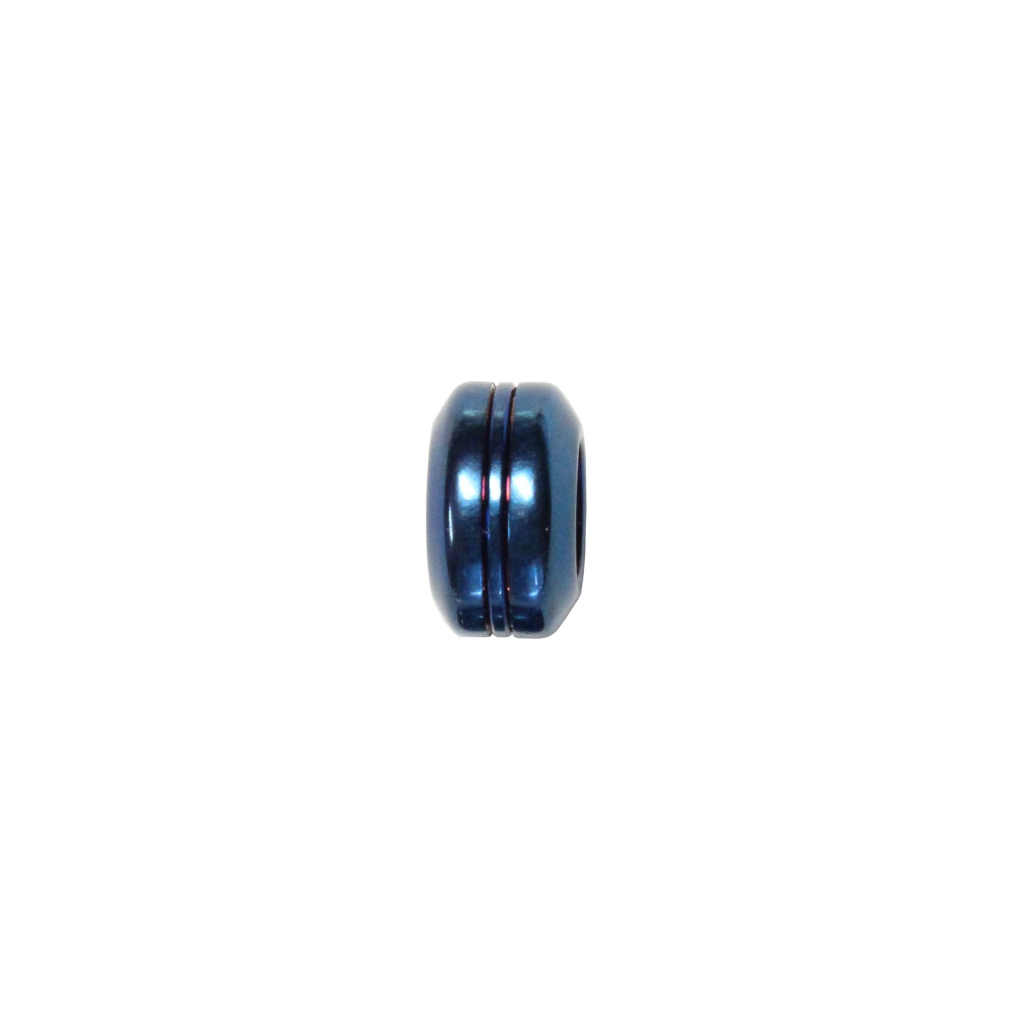 Ribbed Stainless Steel Spacer Bead / sold individually / blue color / 11 x 6.5 x 6mm ID / electroplated finish
